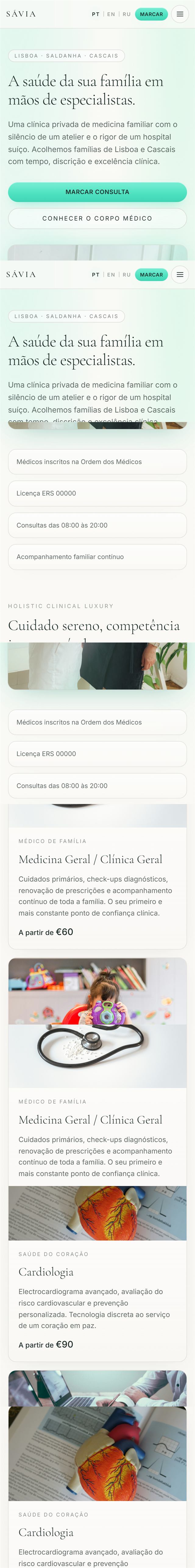 Website premium para clínica médica familiar em Portugal - Stellar Web Studio