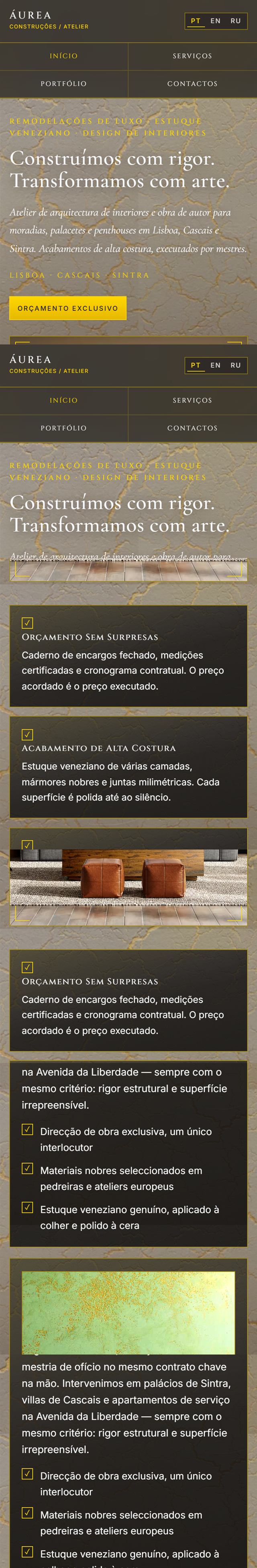 Website premium para construção de luxo em Portugal - Stellar Web Studio