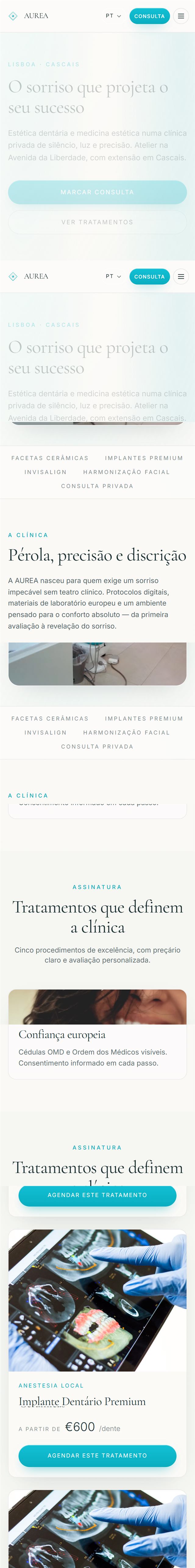 Website premium para clínica de estética dentária em Portugal - Stellar Web Studio