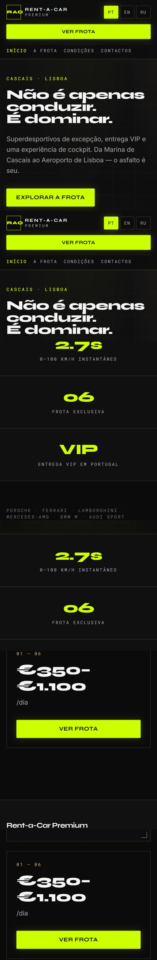 Website premium para aluguer de superdesportivos em Portugal - Stellar Web Studio