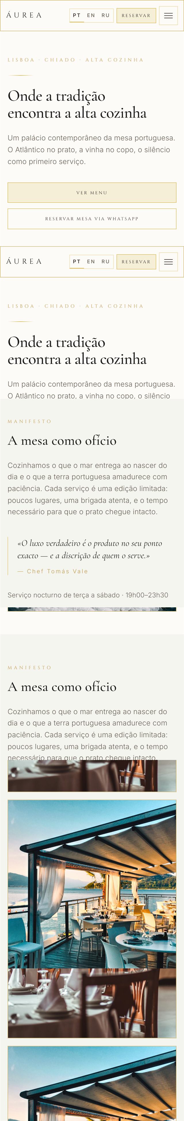 Website premium para restaurante de alta cozinha em Portugal - Stellar Web Studio