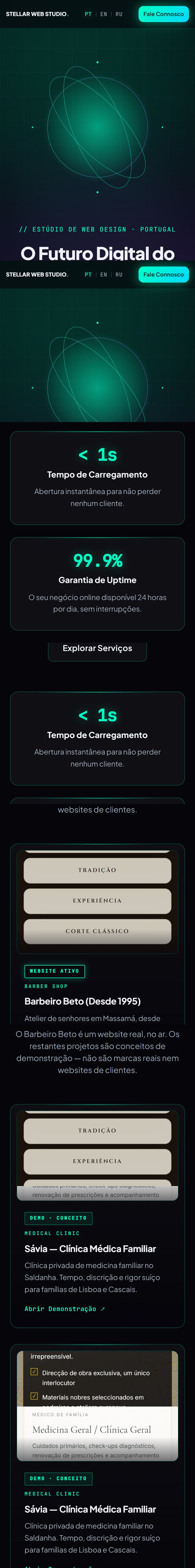 Website da agência Stellar Web Studio em Portugal